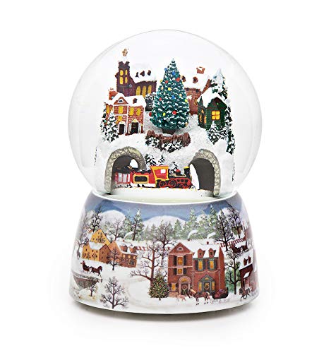 Roman 34040 Musical Christmas Train In Village Glitterdome thumb #1