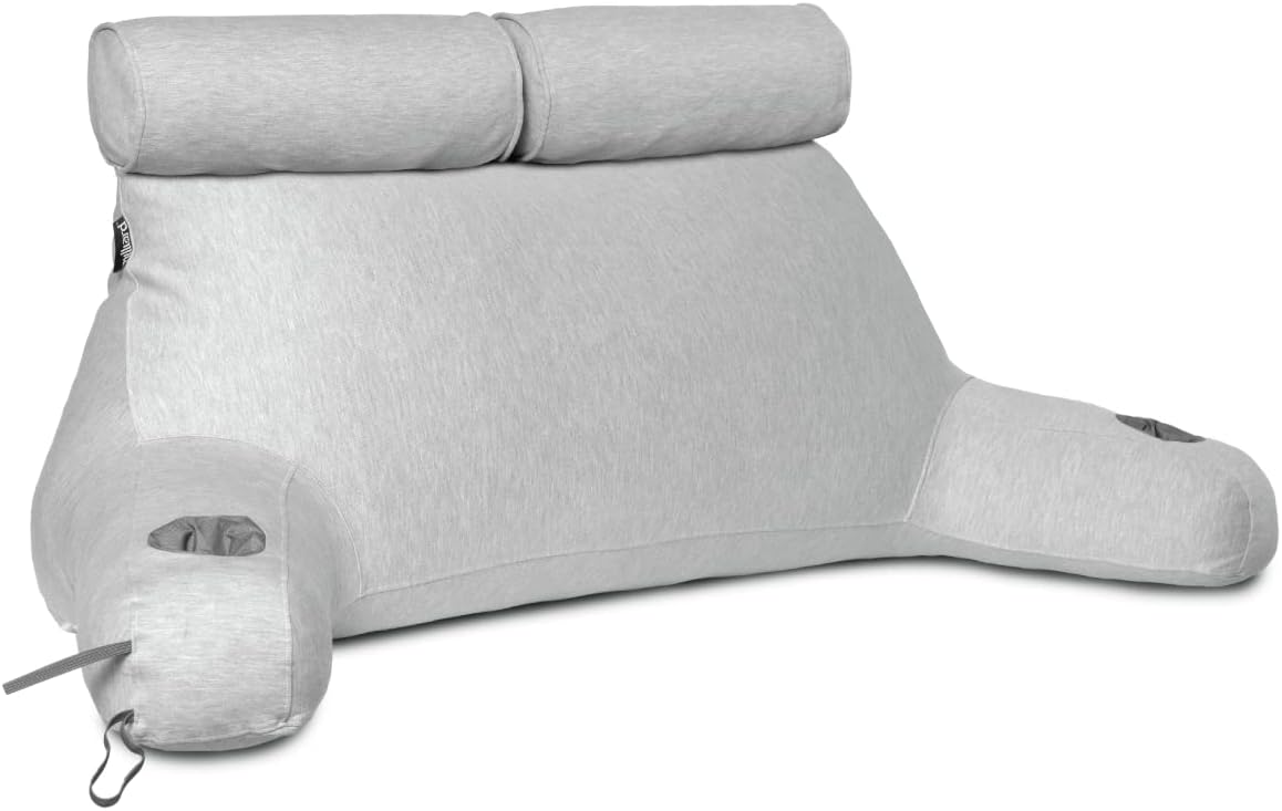 Milliard Double Reading Pillow with Shredded Memory Foam, Great as Backrest for Books or Gaming with Cooling, Removable Cover-Two Person Sit Up Pillow