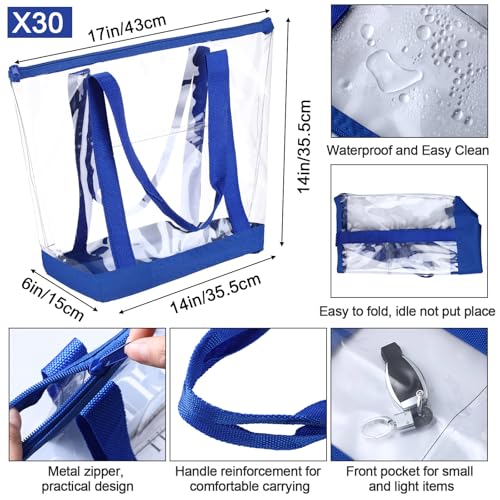 Image of Silkfly Clear Tote Bags Bulk, PVC Shoulder Handbag, Security Approved See Through Bag with Zipper Closure for Work
