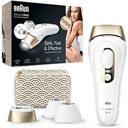 Braun Silk-expert Pro 5 10 Braun Silk-expert Pro 5 Depiladora Mujer Luz Pulsada IPL, con 2 Cabezales Standar y 2 de Precisión, Alternativa a la Depilación Láser en Casa, Regalos Originales para Mujer, PL 5137MN, Blanco/Dorado
