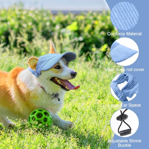 Riisoyu Hunde Baseballmütze, Verstellbar Hundecap mit Ohrlöchern Hunde Sonnenhut Sommer Reise Hut Hund Katze Outdoor Sunbonnet für kleine, mittlere und große Hunde, Blau