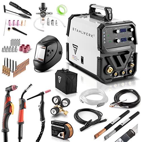 STAHLWERK CTM-250 ST Poste de soudage combiné TIG + MIG/MAG + MMA/E-Hand + CUT/Plasma avec 200 ampères et 50 ampères de fonction plasma Equipement complet - 7 ans de garantie