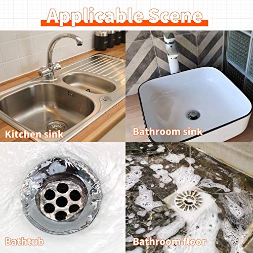 YOLETO 6 Pack Drain Clog Remover, Unclog Shower Bathtub Sink Cleaner Stick Household Cleaning Tools Hair Catcher (20 Inch, Orange)