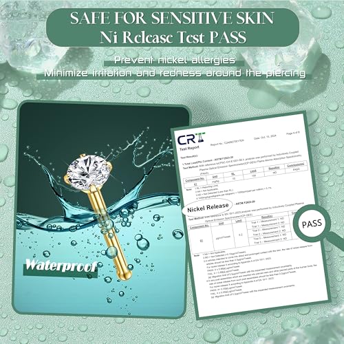 Jstyle Hypoallergenic Nose Rings 18G 20G Surgical Stainless Steel Nose Rings Studs Cubic Zirconia Nose Ring Labret Nose Piercing Jewelry for Women Men 1.5mm 2mm 2.5mm 3mm3