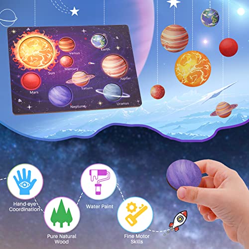 Zeoddler Upgrated Solar System Puzzle For Kids 3-6, Wooden Space Toys For Kids, Planets For Kids Preschool Learning Activities, Gift For Boys, Girls #TOP3