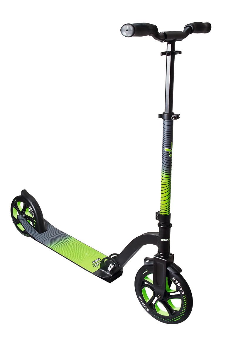 muuwmi Aluminium Scooter Pro – Tretroller, 230/205 mm, ABEC 7, GS-geprüft, höhenverstellbar, XL-Deck, BMX-Lenker