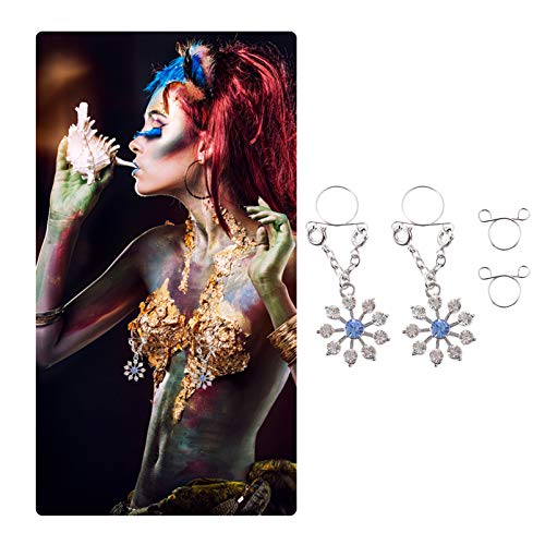 2 peças de anel de proteção falsa para mamilo sem perfuração de mamilo de neve para mulheres mamilos