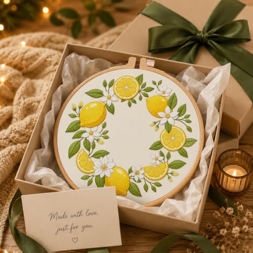Image of Nuberlic Embroidery Kit for Beginners Adults with Lemon Pattern