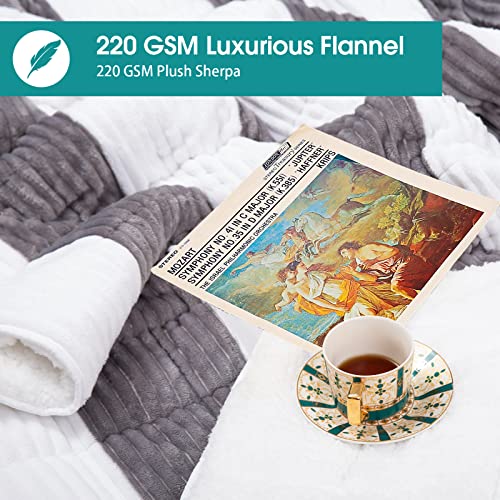 Image of Sherpa Weighted Blanket for Adults 15lbs, 48 inchx72 inch, Twin Full Size Fuzzy Heavy Throw Blanket for 140-160lbs, Microfiber Soft Thick Big Blankets Weighted Comforter Breathable Gift for Sleeping, Grey