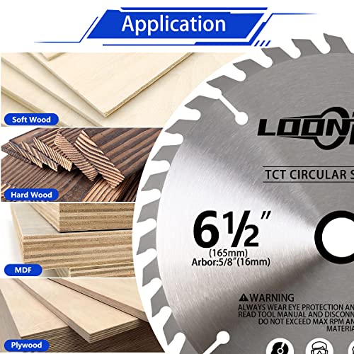 Bihoo 6-1/2-Inch Circular Saw Blades,40 Teeth Wood Cutting Disc For Cutting Hard & Soft Wood,Chipboard & Plywood,5/8-Inch Arbor #TOP5