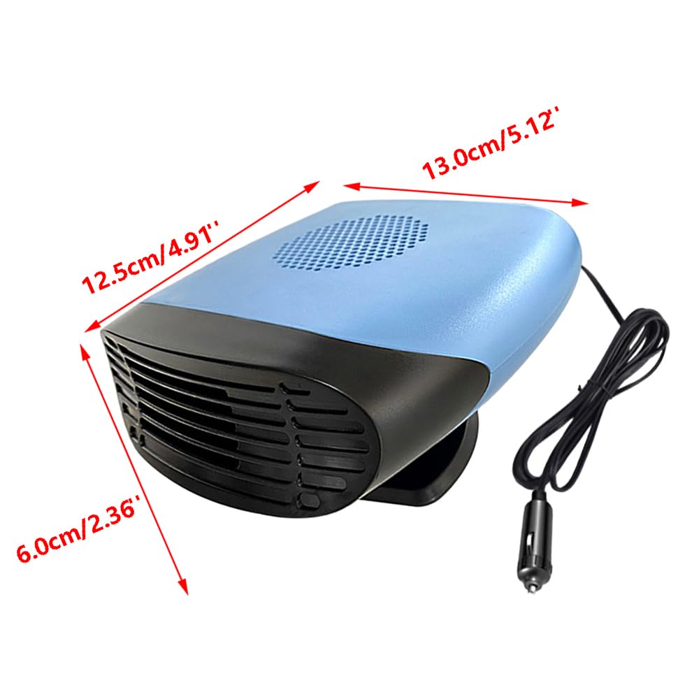 Riloer 12V 150W Ventilateur Refroidisseur de Chauffage de Voiture, Emister et Dégivreur de Fenêtre de Voiture - Ventilateur de Voiture Portable 360° Rotatif Vent Frais et Chaud