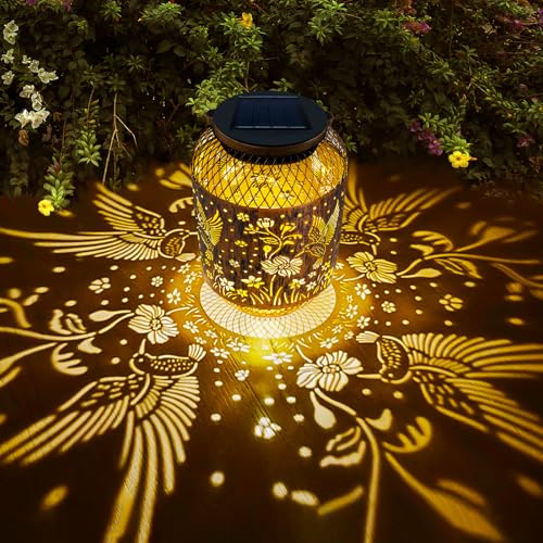 Gifts for Women Birthday Unique, Hummingbird Solar Lanterns Garden Ornaments Outdoor, Hummingbird Gift Mothers Day Presents for Mum Grandma Her, Waterproof Gardening Light for Patio Lawn Yard