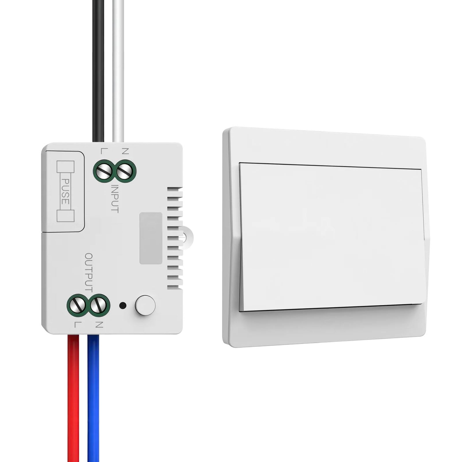 Juego de interruptores de luz inalámbricos de 230 V, interruptor inalámbrico autónomo, no requiere pilas, interruptor de pared impermeable, controla tu lámpara hasta 200 m de distancia (1 receptor y 1