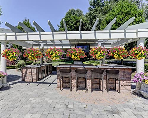 Lesrant Artificial Flowers In Basket,Artificial Hanging Baskets With Flowers For Outdoors Indoors Courtyard Decor,12 Inch Coconut Lining Basket For Patio Garden Porch Deck Decoration (1-Multicolor) #TOP6