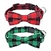 Malier 2 Pack Dog Collar with Bow tie, Christmas Classic Plaid Dog Collar with Light Adjustable Buckle Suitable for Small Medium Large Dogs Cats Pets (Large)