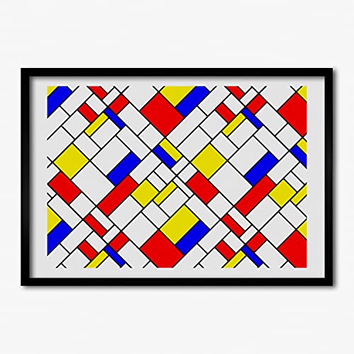 Peinture moderne abstraite Tulup 70x50 cm avec grand cadre photo bois pour habiller un mur