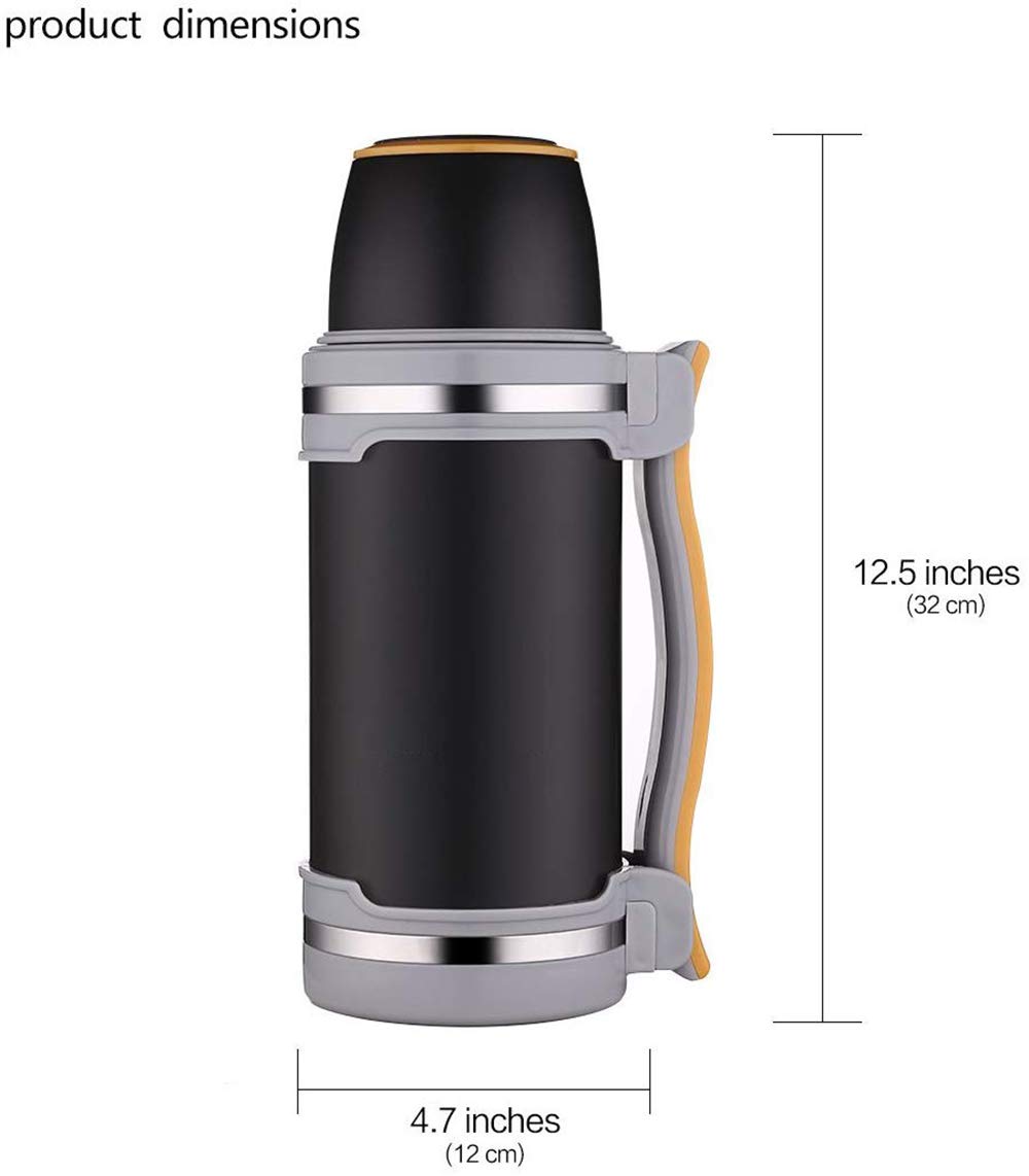 Edelstahl Trinkflasche, Thermosflasche Edelstahl Vakuum 2/2.6L, für Sport 48h Heiß & 24h Kalt, BPA-frei, Stabil & Auslaufsicher, für Sport, Fitness, Outdoor, Wandern (Blau) (black,2600ML)