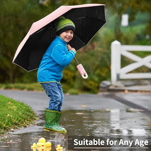 Image of AYSIS UV Umbrella with Novelty Clip Handle, Travel Umbrellas for Rain and Sun Windproof Compact, Automatic Open Close, 8 Ribs, Portable Umbrella for Men and Women