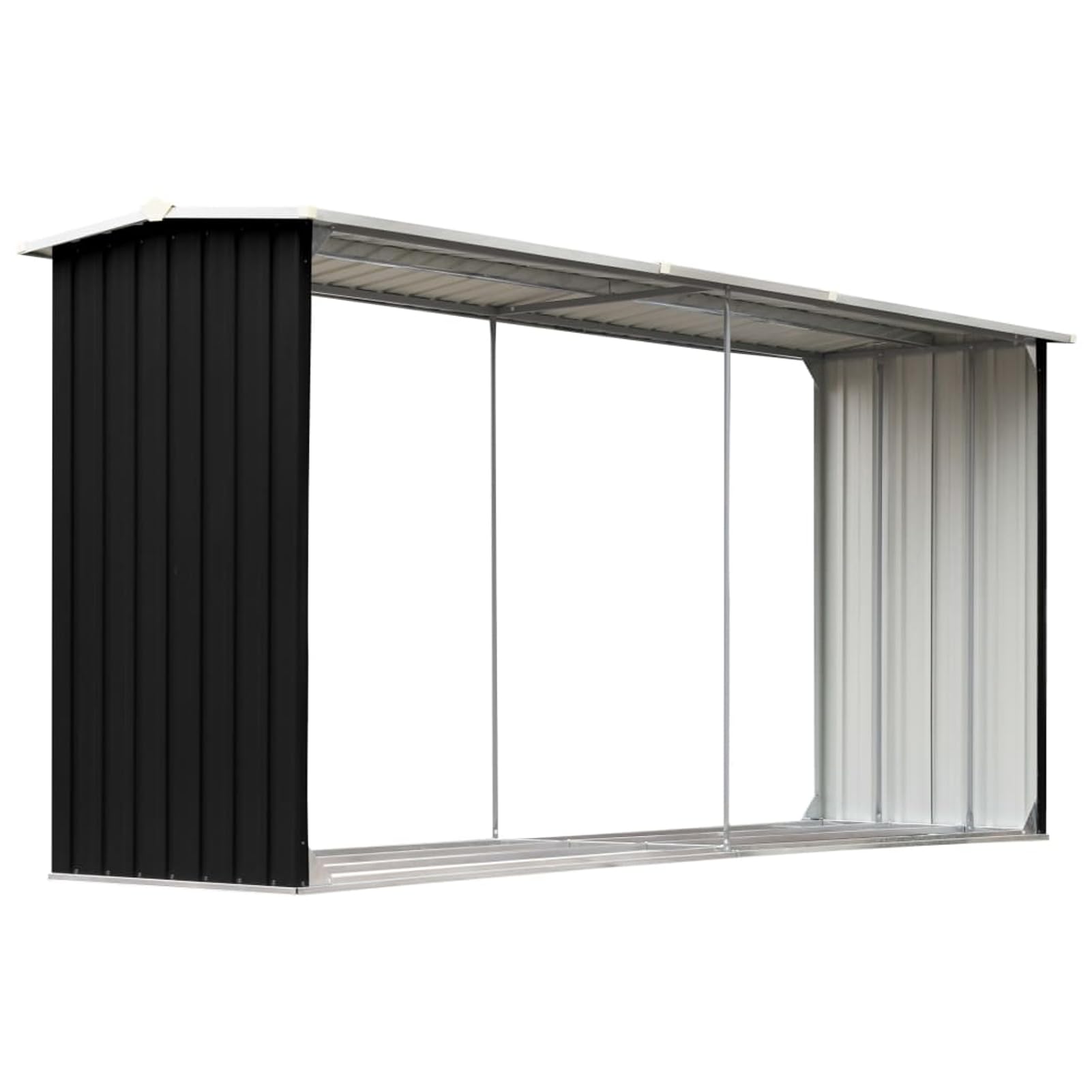 Gecheer Brennholzlager Verzinkter Stahl 330 x 92 x 153 cm Anthrazit, Kaminholzregal Kaminholzunterstand für innen und außen Lagerfeuer Camping Reisen47088