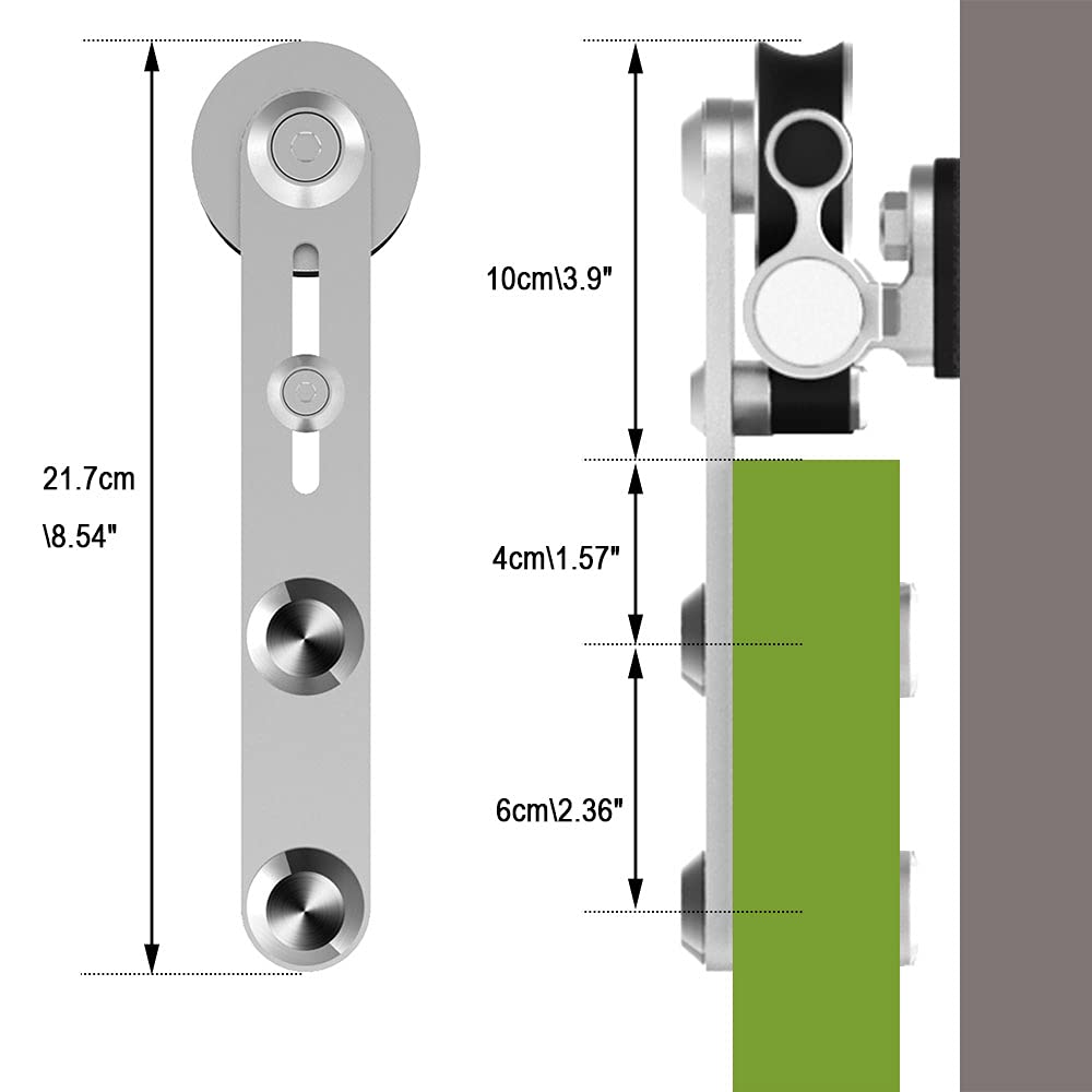 CCJH 183CM/6FT Herraje para Puerta Corredera Acero Inoxidable Kit de Accesorios, Guia Riel Puertas Correderas, Forma I