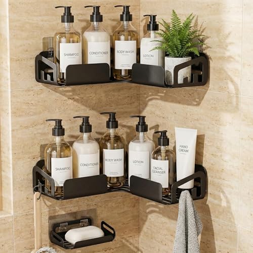 Image of Corner Shelf /Rack for BathroomWithout Drill Wall Metal Self Adhesive Bathroom Shelf /Shelf for Kitchen Corner Rack Wall Mounted Bathroom Fittings /Storage (New disign-3)