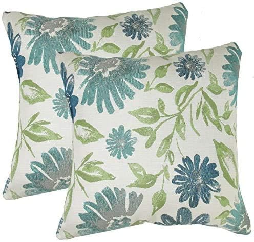 Made in USA Sunbrella Violetta Baltic Outdoor 20X20 Throw Accent Pillow (2-Pack)