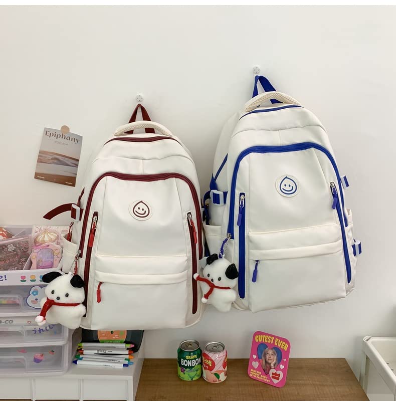 Kawaii Backpack,Girl Backpack With,Junior Backpack,Middle School Student Schoolbag (White Blue)4