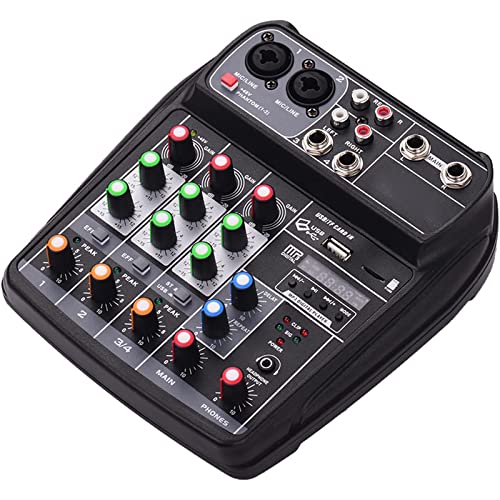 Consola De Mezclas Digital, Mesas De Mezclas De Estudio, Entrada USB Bluetooth MP3 De 4 Canales, Con...