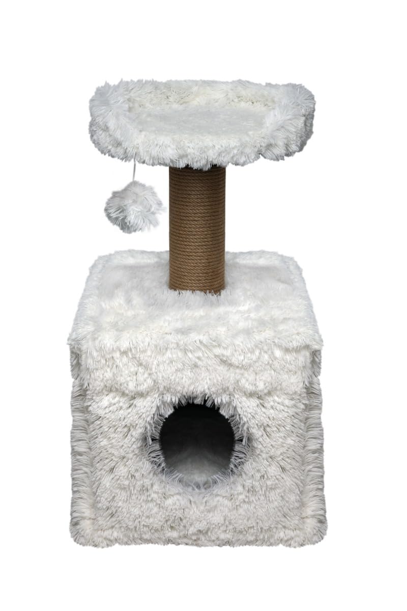 Griffoir Fluffy Topmast Lima blanc arbre à griffer chat d'intérieur