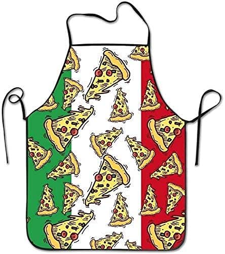Masterhand Delantal divertido para mujer, delantal de cocina, babero para pizza, bandera italiana, comida para el hogar, cómodo, negro, 20.5 x 28.3