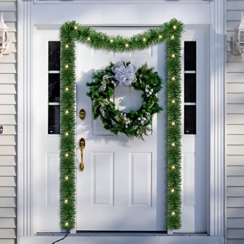 Waterglide 100LTT-WA 49Ft Lighted Christmas Green Garland With 100 Count Clear String Lights, Pre-Lit Long Artificial Greenery Garlands thumb #6