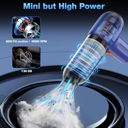 3-in-1 Wireless Car Vacuum Cleaner, Rechargeable 8000PA High Power Air Blower & Hand Pump