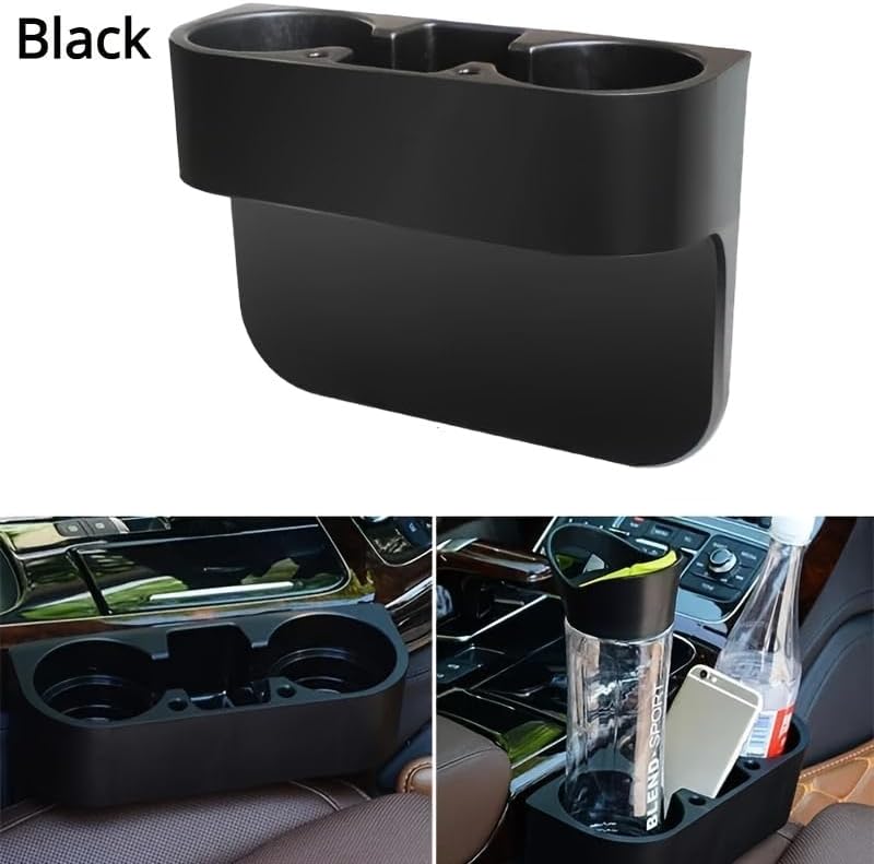 Miniatura 5 de Caja de almacenamiento multifuncional negra para asiento de automóvil, portavasos de automóvil, expansor de posavasos para automóvil, organizador de