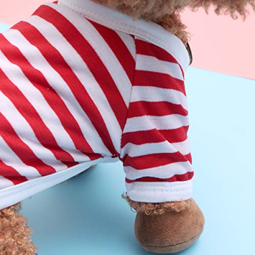 VILLCASE Pet Dog Vests Navy Stripe Cotton Puppy T Shirts Dog Summer Clothes - Size XL (Red)-Pet Costume - Image 2