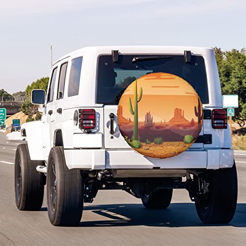 Image of Desert Cactus Spare Tire Cover Dust-Proof Wheel Tire Cover Fit Trailer, RV, SUV and Many Vehicle 14 Inch