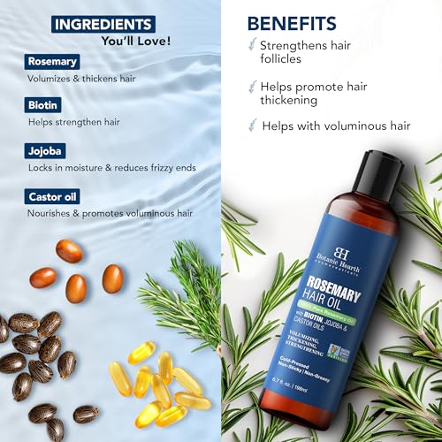 Image of Botanic Hearth Rosemary Hair Care Combo - Hair Oil (198ml)& Mint Shampoo | Hair Growth, Hair Fall Control, Dandruff Relief, Itchy Scalp, Frizz Control & Root Strength | Sulfate & Paraben-Free