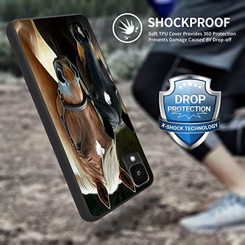 Image of for Alcatel TCL 30Z T602DL Phone Case, Soft TPU Slim Fit TCL 30Z for Women Girls, Anti Scratch Non-Slip Protective Shockproof Rubber Cover for Alcatel TCL 30Z, Two Horses