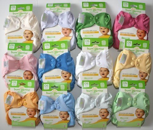 Bumgenius Elemental Organic 6 Pack Mixed Colors Cloth Diapers One Size Fits All