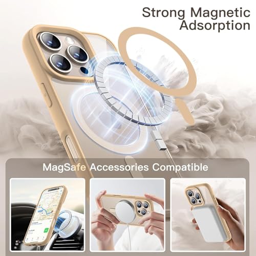 Image of DIZORO Compatible with iPhone 16 Pro Case, Compatible with MagSafe, Military-Grade Drop Protection Hard PC Back Cover Slim Transparent Anti-Scratch Shockproof Phone Case - Desert Titanium