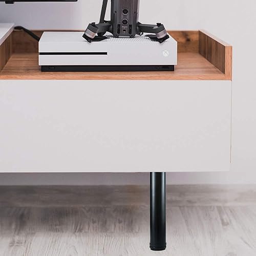 Miniatura 6 de QLLY Patas de metal ajustables de 10 pulgadas para muebles, patas de repuesto para sofá, sillón, silla, otomán, gabinete, juego de 4 (Negro)