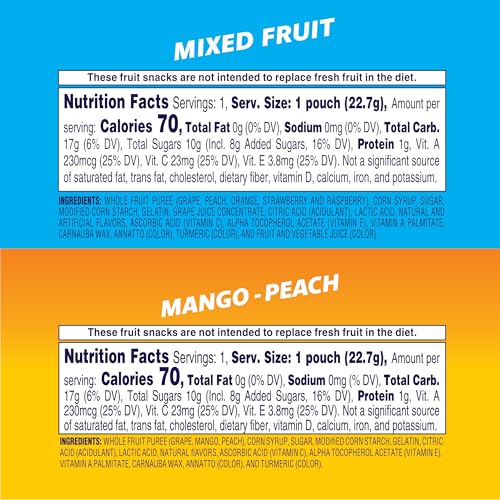 Image of Welch's Fruit Snacks, Mixed Fruit & Mango Peach Snack Box, Gluten Free, 0.8oz Snack Packs (Pack of 60)