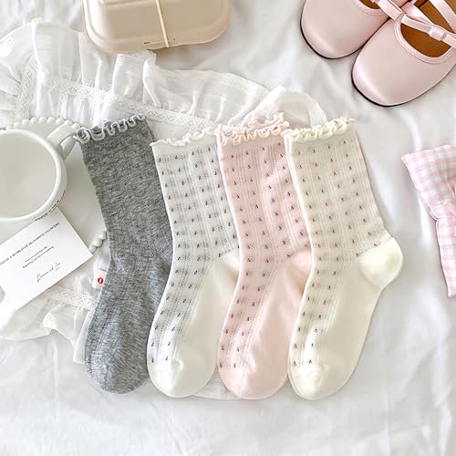 Image of Women's Cute Crew Socks, Casual Athletic Cotton Bowknot Cherry Calf Novelty Socks for Women