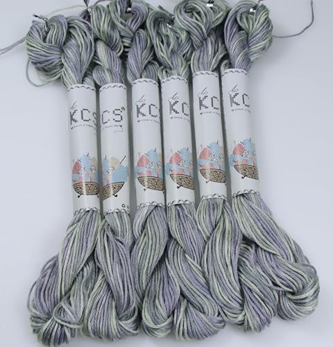 Image of KCS Big skeins of 25 Meters Size 25 Color Variegated Cross Stitch Stranded Threads,6 skeins,4015