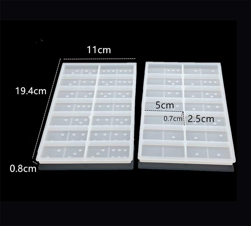 Remanbo Domino Molds for Resin Casting Double 6 Set, 2Pcs 14 Cavity Silicone Epoxy Casting Moulds for DIY Personalized Dominoes,Resin Jewelry