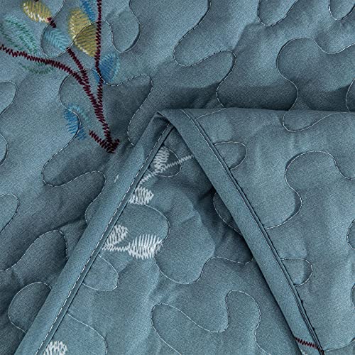 Exclusivo Mezcla Microfiber Quilted Throw Blanket, Flower Pattern Throw Blanket For Bed/Couch/Sofa, Soft And Lightweight (50"X 60", Stone Blue) #TOP12