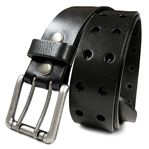 Ben Twin Roller Vintage One-Piece 100% Full Leather Jean Belt Punk Biker Belt 1-1/2