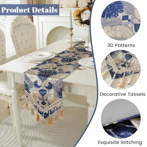 Qubjus GF-RUNNER-OUDIAN-LANSE-28*250 Embroider Table Runner, Luxury Jacquard Fabric Dining Table Runner thumb #1