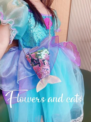 2 Pack Kids Purses Girls Coin Purses, Small Shining Mermaid Purses for Girls, Little Girls Purse Toddler Purse for Girls (Pink & Rose Red)2