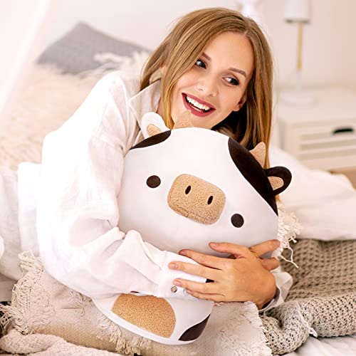 Mewaii MEPI000MUS0393W2 Squishy Cloud-Like Softness, Trending Kawaii Black White Cow Mushroom Plush Pillow thumb #1