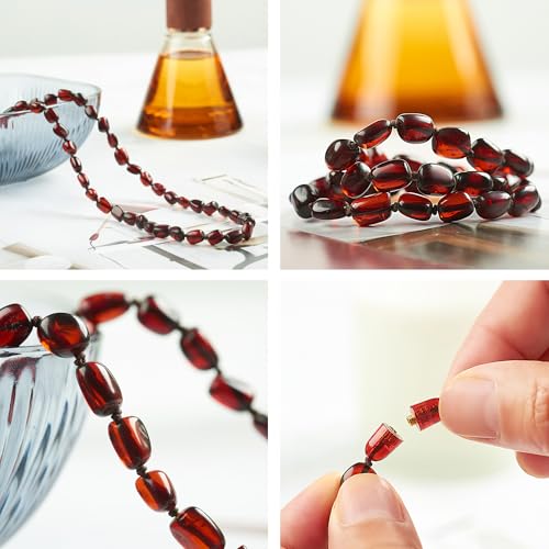 Baltic amber necklace for women Gift Set -100% Certified and Authentic Premium Quality Raw Baltic Amber-True amber stone bead.4